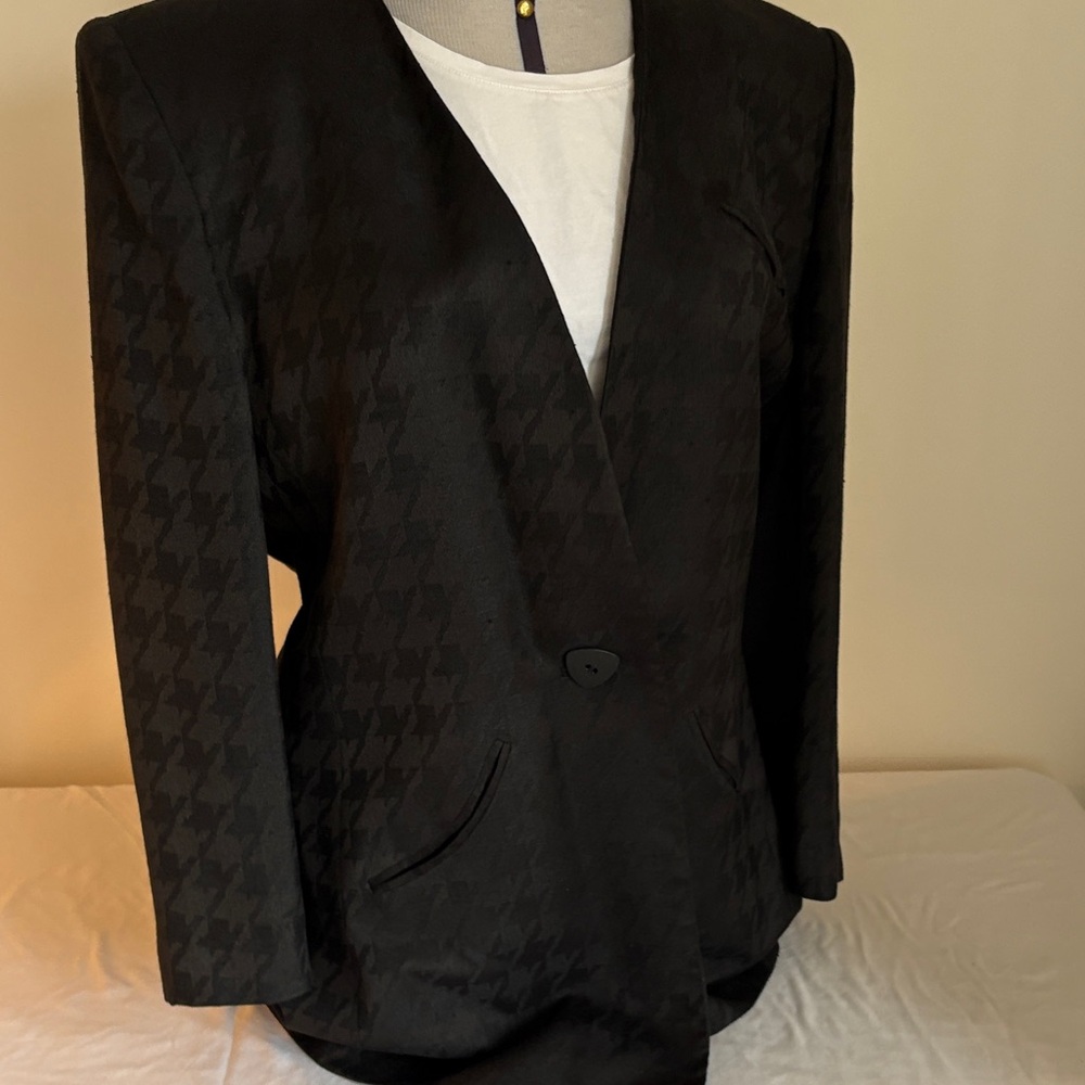 80s Vintage Albert Nipon Houndstooth Blazer
